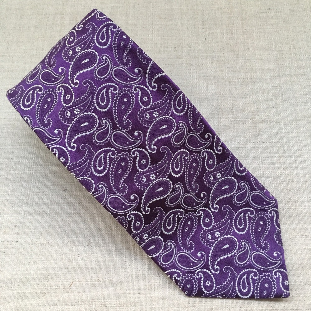 Faconnable Purple Paisley Silk Tie
